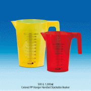 VITLAB® 500 & 1,000㎖ Colored PP Hanger Handled Stackable Beaker, Printed GraduationMade of Polypropylene(PP), Autoclavable, [ Germany-made ] , PP 칼라 메스피처, 행거핸들부, 흑색눈금