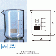 DURAN® Hi-grade Impact-Resist. Beakers with Max-Thickness & Heavy-wall, 100~20,000㎖, 내충격용 비커