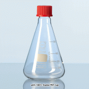 SciLab Hi-grade DIN GL Screwcapped DURAN-glass Erlenmeyer Flasks, 50~5000㎖ Ideal for Storage, Media and Cultivation, Boro-glass 3.3, GL-25/32/45, Autoclavable, 스크류캡 삼각플라스크