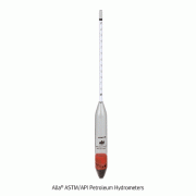 Alla® ASTM/API Petroleum Hydrometers, “D029”, without Thermometer, API Gravity, -1~91°, 0.1°, L335mm, ASTM/API 석유 비중계