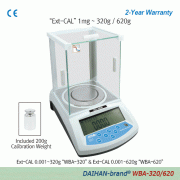 DAIHAN® [d] 1mg, max.320g/620g Calibration Certificated Hi-Precision Lab Balance, Φ90 · 110 · 128mm Weighing PlateExt-CAL “WBA-320/620”, Int-CAL “WBA-620A”, with Glass Draft Shield, Super Size Backlit LCD, Counting Function, Various Weight Mode“Ext-C
