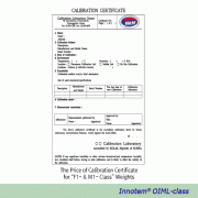 Innotem® The Price of Calibration Certificate for “F1- & M1- Class” Weights, 분동 교정 경비