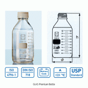 DURAN® GL45 Premium Bottle, with Teflon PFA Screwcap & Pouring Ring, -196℃~+260℃, 100~1,000㎖Ideal for Pharmaceutical Field, Aggressive Media Handling, and Depyrogenation, Boro-glass 3.3, 내열 테프론캡 프리미엄 바틀
