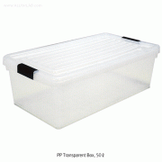 National® 50 & 75Lit PP Transparent Storage · Transfer Box, StackableWith Caster & Sealing Lid, PP 125/140℃, 저장/이동 투명상자