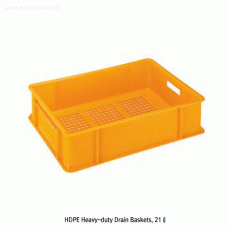 HDPE Heavy-duty Drain Basket, Ideal for Food, 10~30 LitWith Handle, HDPE 105/120℃, PPC 100℃ Stable, [ Korea-made ] , 통기/배수형 강력 바스켓