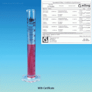 Witeg® A-class ASTM / USP and DIN / ISO Standard Graduated Cylinder, Tall-form, with Batch Certificate, 5~2,000㎖With Spout-Amber Stain Scale·Hexagonal Base·DURAN Glass 3.3·DE-M marked , [ Germany-made ] , DIN & ASTM 표준 메스실린더, 배취보증서, 갈색침투눈금