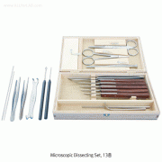 Hammacher® Microscopic Dissecting Set, with 6 & 1 3- Instruments in Wooden Case, “HS0 1 22.00” & “HS0 1 23.00”For Advanced Researchers, Chrome Nickel Steel(CrNi 1 8/8), High-grade, Rustless, [ Germany-made ] , 정밀 미세 해부기 세트