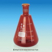 Witeg® 24/40 Amber Erlenmeyer Flask, Good for UV Protection, 100~1,000㎖With Graduation·Boro-glass 3.3, [ Germany-made ] , 갈색 조인트 삼각플라스크