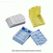 MicrosetteⅠTM 0.26mm Mesh-hole Biopsy Processing·Embedding Cassette, w/Back Mounted Locking Lid, Acetal PolymerNo Biopsy Pad Necessary, 6-Compartment(25×30mm), [ Canada-made ] , 0.26mm 매쉬홀 바이옵시 카세트