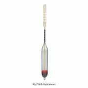 Alla® GERBER Thermo-milk Hydrometer, “D084”, g/㎖ Density Hydrometer,With Thermometer, 0~40℃( 1 ℃), 1 .020~ 1 .040g/㎖(0.0005g/㎖), L 3 1 0mm, GERBER 온도계부 유지방 비중계
