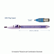 SI Analytics® BlueLine pH Combination Electrode, Glass Shaft, 0~14pH, -5~+100℃ 1m Fixed Cable with DIN/BNC Plug, for Demanding Measurements, 블루라인® 유리 Ph 복합 전극