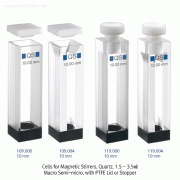 Cells for Magnetic Stirrers, Quartz, 1.5 ~ 3.5㎖Macro Semi-micro, with PTFE Lid or Stopper