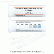 Johnson® Peracetic Acid (Sanitizer) Indicator Pad PP Strip, “Non-Bleed” System2 items : (1) 0~50 ppm Low Level & (2) 0~500 ppm High Level, [ UK-made ] , 과초산 ( 소독제 ) 검출용 패드 PP 스트립
