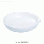 Witeg® High-quality Porcelain Evaporating Dishes, Flat &Round bottom, 25~1135㎖고품질 자제 증발 접시, 평형 & 원형, Glazed except outside Base, Max 1100℃내열