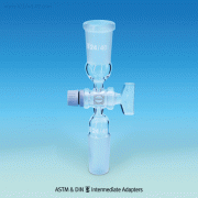 ASTM & DIN Joint Intermediate Adapters, with Glass Stopcock with Lower Cone/Upper Socket, Custom-Made Available, 콕부 상하 조인트 어댑터