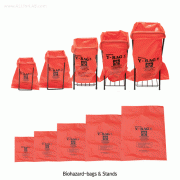 Y & K® HMHDPE Biohazard-bags & Stands, 20×30cm ~ 60×90cm, t0.07mm for Pollution Prevention & Hygiene, Disposable, Red, Autoclavable, HMHDPE 바이오해저드 백