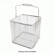 SciLab® Tetragonal Stainless-steel Wire Baskets, with Folding Handle, 2.7~27 Lit for Cleaning / Storage / Transfer, 사각 와이어 바스켓, 접이식 핸들형