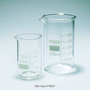 Hi-grade Glass Tall Beakers, with or without Spout, 50~2000㎖ with White Graduations and Marking Spot, Boro-glassα3.3, 고품질 유리 톨 비커
