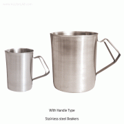 SciLab® Stainless-steel Beakers, with Mould Scale, 100~5000㎖ with Spout, with or without Handle, 스텐비커, 몰드눈금