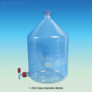 DURAN® 1~20Lit Glass Aspiration Bottle Set, with Screw Connection with Graduation & PTFE Screwcap Needle Stopcock, 글라스 증류수통 / 카보이