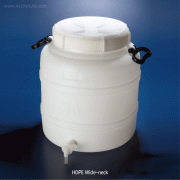 Azlon® HDPE Wide-neck/Large Capacity Aspiration Bottles, 30 ~ 100 Lit with Easy Fill Wide Aperture, HDPE 대광구/대용량 원형 아스피레이터 바틀