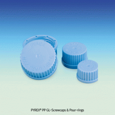 PYREX® PP GL-Screwcaps & Pour-rings, GL-25 / 32 / 45, Autoclavable for GL-25/32/45 Bottles, -10~+125/140℃, GL-25/32/45 스크류캡 & 푸어링-링