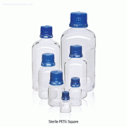 Triforest® Sterile PETG Square / Octagonal Media Bottles, 30~2,000㎖ in Shrink-Wrap Tray, USP Class VI, -40℃~+70℃, 멸균 PETG 4각 / 8각 메디아 병, 눈금부