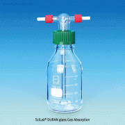 SciLab® DURAN glass Gas Absorption/Washing Bottle, Graduation, 250~1000㎖ with GL45 PP Opencap & PTFE/Silicone O-ring/GL14 PP Connector, 눈금부 안전 가스 흡수/세척 병