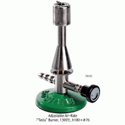 Bochem® “Teclu” Burner, “Adjustable Air-Rate” Fine-Tuning of Gas Flame, 1300℃ for Propane-gas, with Needle Valve/Air regulator/ Pilot-flame,“ 테크루”버너, Air정밀 조절식