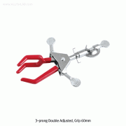 3-prong Double Adjusted Swivel Clamps & Holders, Grip 60 & 90mm with Non-slip, Clamp to Rotate 360˚, Zinc Alloy with Chromed, 회전형 클램프와 홀더