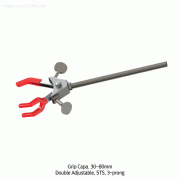 SciLab® 3-prong Extension Clamps, Double Adjustable, Grip Capa. 30~80mm made of Stainless-steel, Two-way Fasteners-type, 3-가닥형 양방향 각도 조절형 클램프