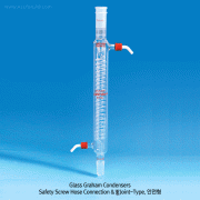 SciLab® Glass Graham Condensers, Safety “Screw-On” PP Connections & Joints with Interchangeable-Safety PP Screw GL14 Hose Connector and Joint, “Safety-model”, 나사관 냉각기