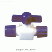 Cowie® PTFE Stopcock, with Screw-locking systems, for Vacuum(5mmHg)/Pressure(1bar) Good for Chemical/Corrosion Resistance, for Tubing and Hose, PTFE 밸브/콕크, Screw식