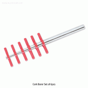 Cork Borer Set of 6pcs, with Plastic Handle, for Φ5 ~ Φ11mm Ideal for Cock- & Rubber-stopper, Brass with Chromed, 콜크보러