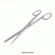 Utility Lab-Scissor, with Stopper Lifter, L150mm with Sharp-Blunt Tip, Stainless-steel 430, Rustless, 실험용 다용도 가위