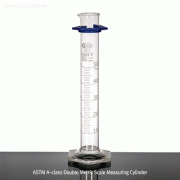 Glassco® ASTM A-class Double Metric Scale Measuring Cylinder, Bumper Guard, 10~2000㎖ with Amber Scale & Hexagonal-base, Boro-glass 3.3, ASTM A급 2열 눈금 메스실린더