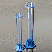 Glassco® Measuring Cylinder, B-class, with Detachable PP Base, 10~1000㎖ with PP Bumper Guard & White Scale, Borosilicate Glass 3.3, B급 메스실린더