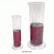 VITLAB® B-class SAN Short-form Graduated Cylinders, Glassy-clear, 25~1,000㎖ with Round Base & Raised Scale, -40~+70℃, 단형 투명 메스실린더, B급