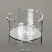 Glassco® Crystallizing Dishes, Normal-grade, Borosilicate Glass α3.3, 20~150㎖ with or without Spout, DIN & USP Standard, 결정 / 크리스탈라이징 디쉬