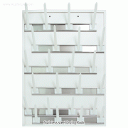 SciLab® Wall-mounting PVC & Stainless-steel Drying Rack, Adjustable 24-Places with 24 Removable-Pegs, 60×h90 cm, 벽걸이형 초자건조대