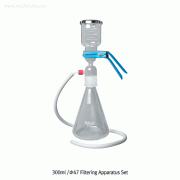 TJV® Filtering Apparatus Set, with 40/38 Filter Flask, Φ47/Φ60, 300/500㎖ Ideal for Strong Solvents & HPLC media, with All Glass & PTFE disc holder, 300 / 500㎖ 여과장치세트
