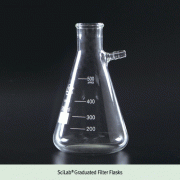 SciLab® Graduated Filter Flasks, Boro-glass 3.3, with Side-arm, 125~10,000㎖ with Heavy Wall/Bead Rim for High Vacuum, 눈금 여과 플라스크