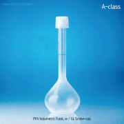 VITLAB® A-class Certified PFA Volumetric Flasks, Anti-Chemical, Hi-Transparent, Quality Traceable, 10~500㎖ with Conformity Certified, DIN/ISO, -200~+260℃-withstand, A-급 PFA 투명 메스 플라스크, 개별보정/배치보증서부