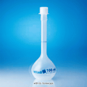 VITLAB® PP B-class Volumetric Flasks, with GL-Screwcap & Stopper, DIN/ISO, 10~1,000㎖ with Individually Adjusted Ring-mark, 125/140℃-withstand, PP 메스/용량 플라스크, B-급, 청색침투눈금