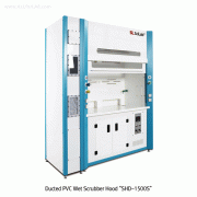 SciLab® All PVC Wet Scrubber Ducted Fume Hood for Acid/Chemical Resistance, 1500-/1800-/2100-/2400-mm (A) Bypass or (B) Air Curtain-Type, Circulation Pump, PP Pall Ring Filter, Demister, Air-/Gas-/Water-Cock, Cup Sink, and Drain 내산 / 내약품용 PVC 닥트형 스크러버 흄후드