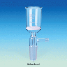 Buchner Funnel, with Fritted Disc & Glass Connection, with Poro. P2 or P3, 30~350㎖ with 24/40 Cone & Bidded Rim, Borosilicate glassα3.3, 진공어댑터부 부흐너 펀넬