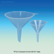 SciLab® PP Transparent Funnel, with 60° Angle, Φ80~205mm with Handle / Loop for Hanging, Autoclavable, -10+120/130℃, PP 투명펀넬