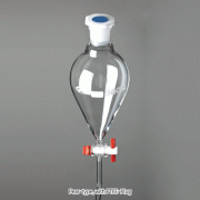 Glassco® “Pear” & “Squibb” Separatory Funnel, with PE Stopper, 50~2,000㎖ with PTFE- or Glass- Plug, Borosilicate Glass 3.3, 분액깔때기“- 피어형”과“ 스퀴브형”