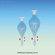 SciLab® 24/40-cone Squibb Pear Separatory Funnel, with PTFE-plug Stopcock & PE Stopper, 100㎖~2Lit DURAN Borosilicate Glass 3.3, 부“ 스퀴브 피어” 분액깔때기