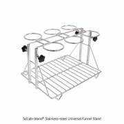 SciLab® Stainless-steel Universal Funnel Stand, Adjustable Height, 6 & 12-holes Ideal for Separator Funnel, Holes Φ70~Φ140mm, 스텐선 만능 깔대기 스탠드